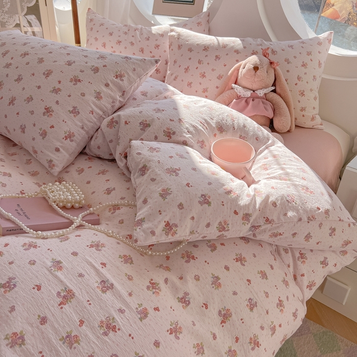 91家纺网 家纺一手货源 找家纺 韩巢家纺 2025新款奶呼呼云感双层纱印花四件套 落日暮年