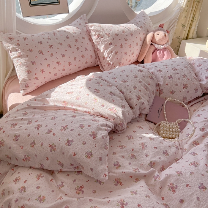 91家纺网 家纺一手货源 找家纺 韩巢家纺 2025新款奶呼呼云感双层纱印花四件套 落日暮年