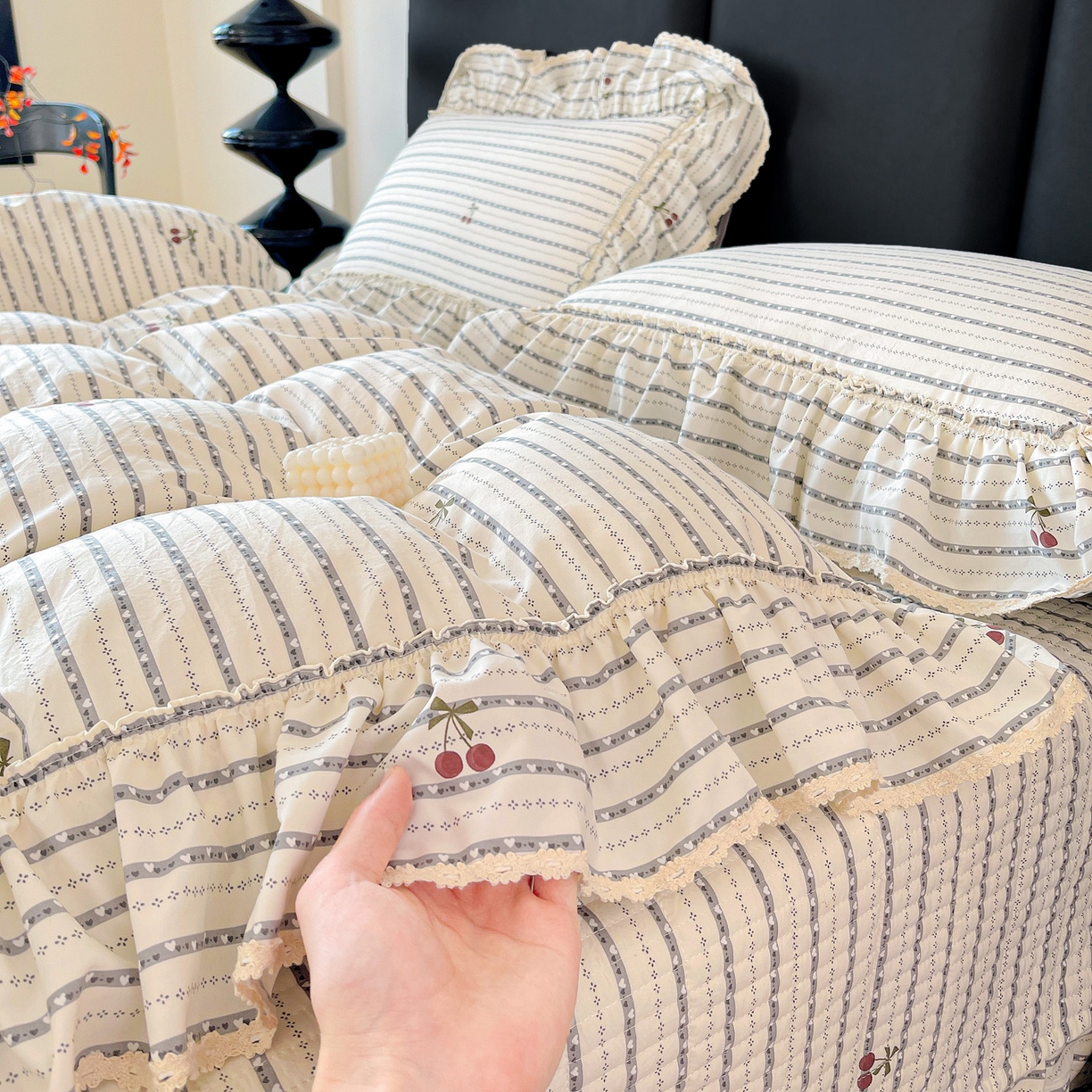 91家纺网 家纺一手货源 找家纺 （总）富米莱单品馆 2026新款法式大花边A类古法仿棉云感纱单被套