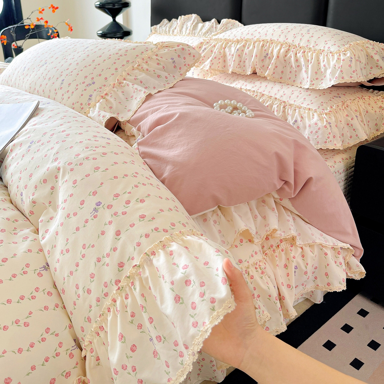 91家纺网 家纺一手货源 找家纺 （总）富米莱单品馆 2026新款法式大花边A类古法仿棉云感纱单被套