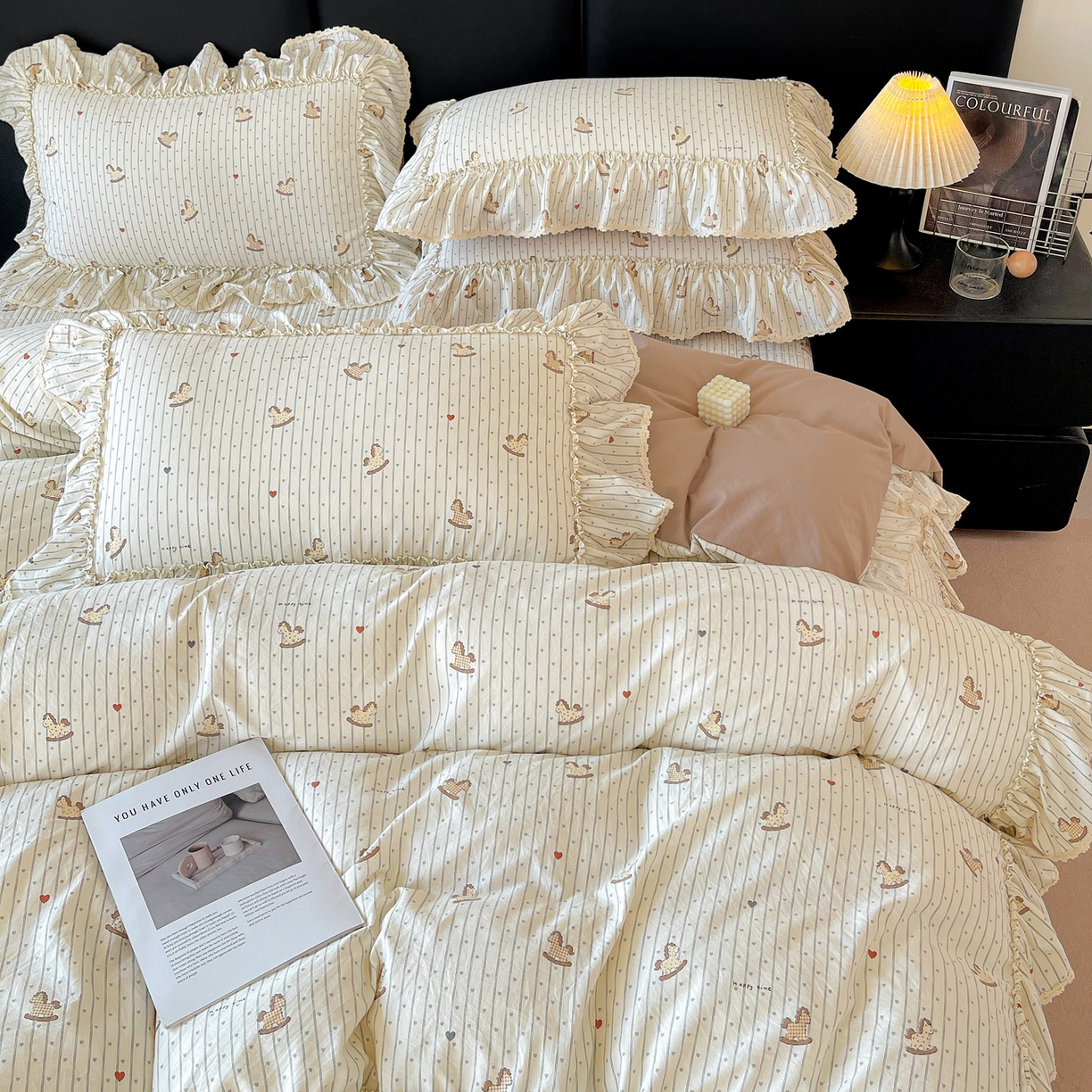 91家纺网 家纺一手货源 找家纺 富米莱单品馆 2026新款法式大花边A类古法仿棉云感纱单被套 大花边-好运木马