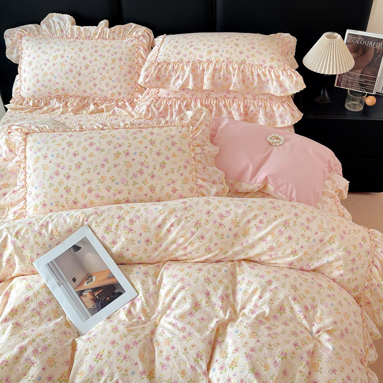 91家纺网 家纺一手货源 找家纺 富米莱单品馆 2026新款法式大花边A类古法仿棉云感纱单被套 大花边-花意飘香