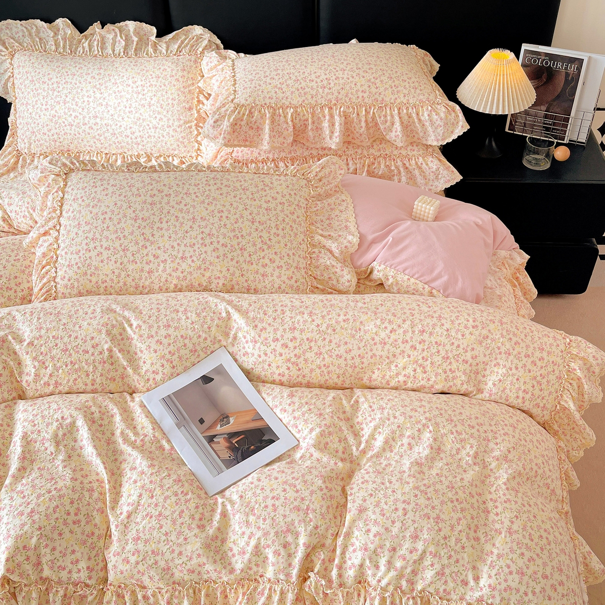 91家纺网 家纺一手货源 找家纺 富米莱单品馆 2026新款法式大花边A类古法仿棉云感纱单被套 大花边-小幸运