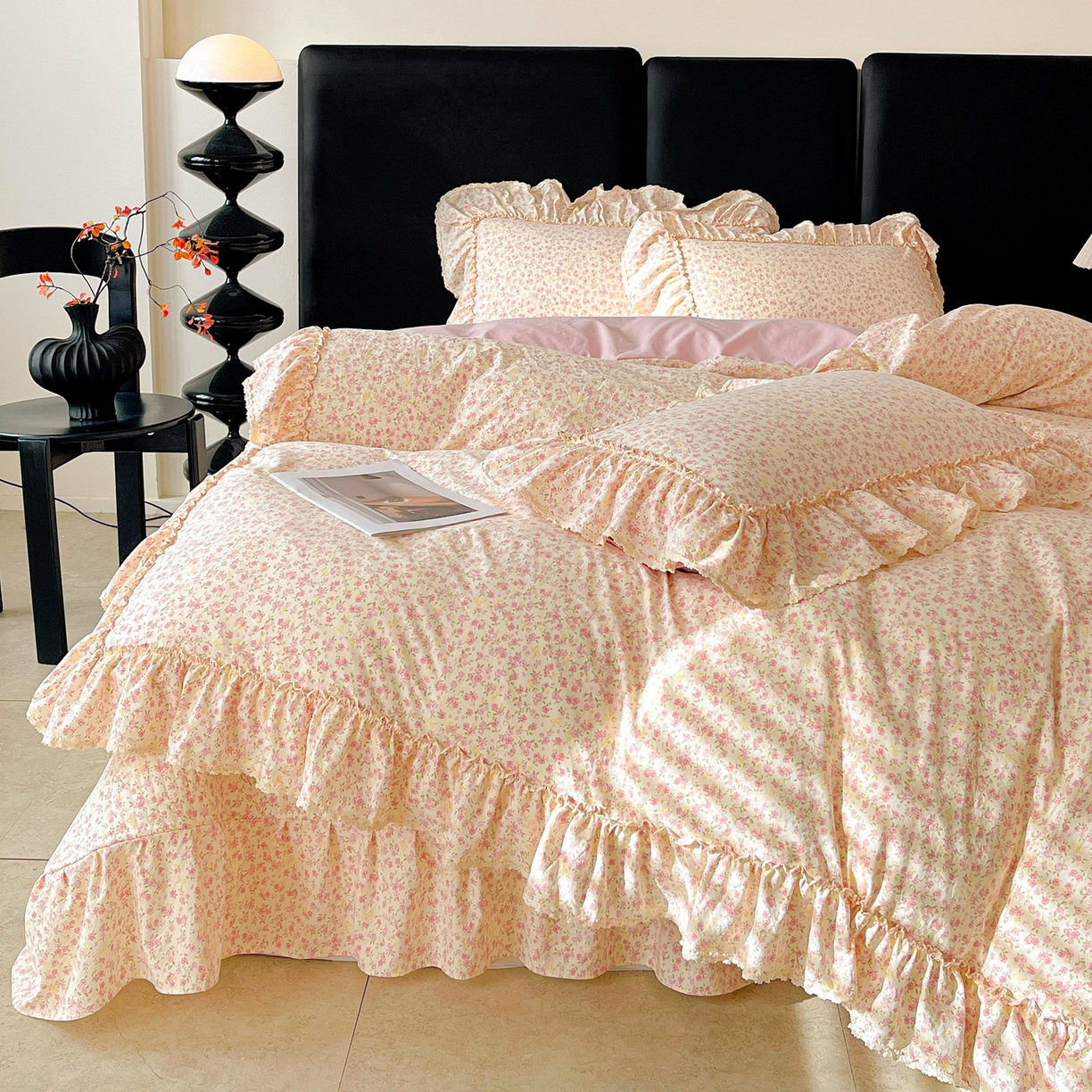 91家纺网 家纺一手货源 找家纺 富米莱单品馆 2026新款法式大花边A类古法仿棉云感纱单被套 大花边-小幸运