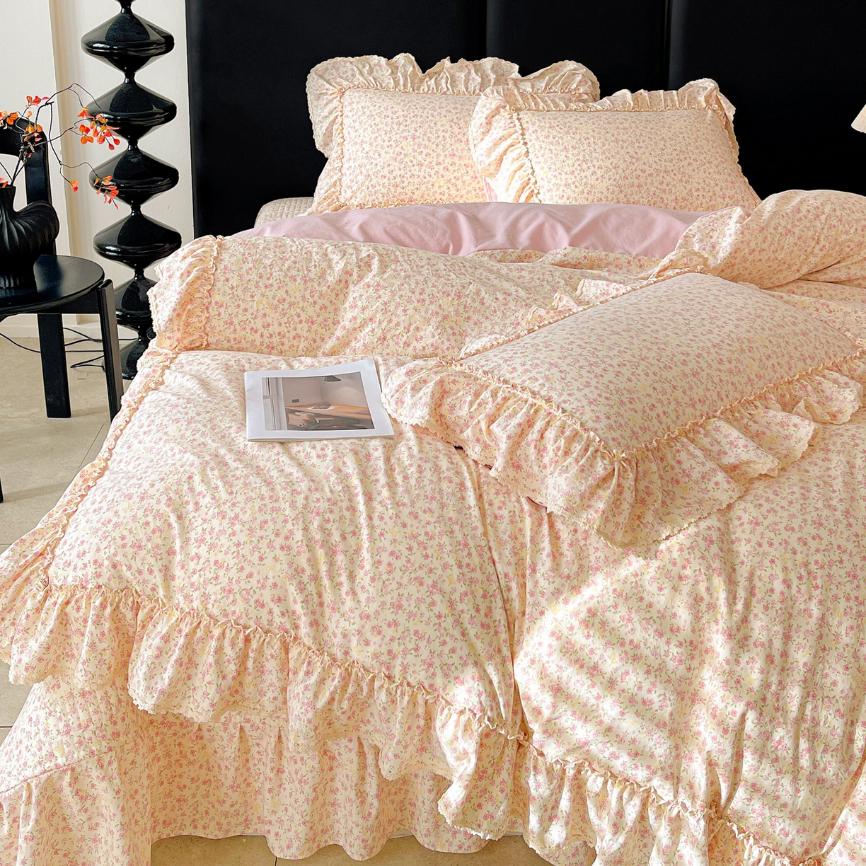 91家纺网 家纺一手货源 找家纺 富米莱单品馆 2026新款法式大花边A类古法仿棉云感纱单被套 大花边-小幸运