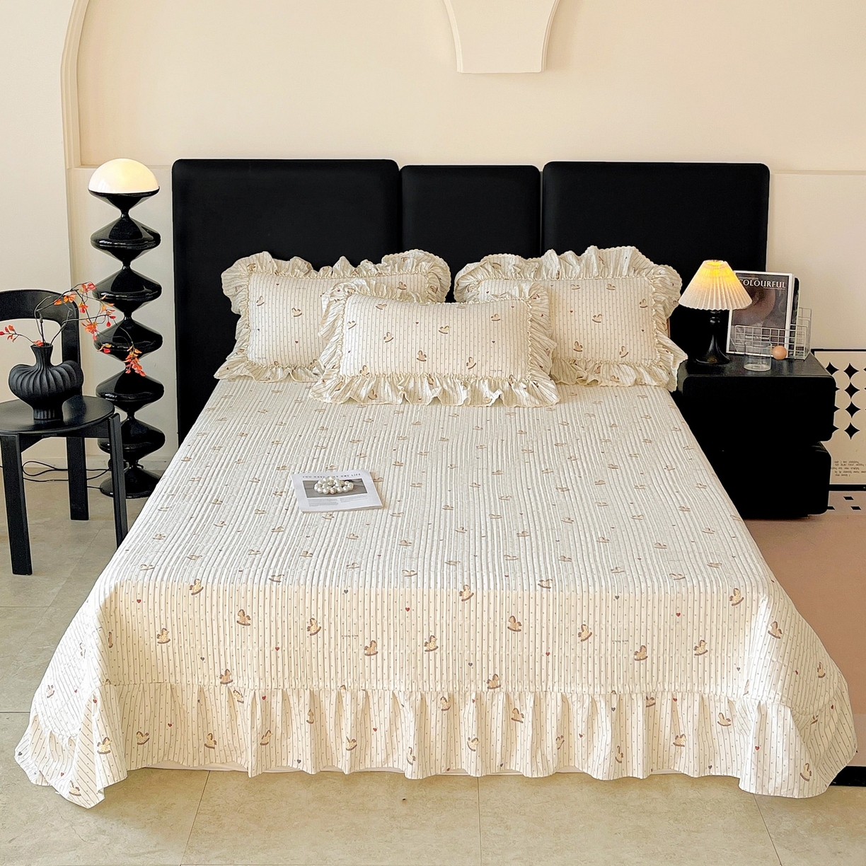 富米莱单品馆 2026新款法式大花边A类古法仿棉云感纱单床盖 大花边-好运木马