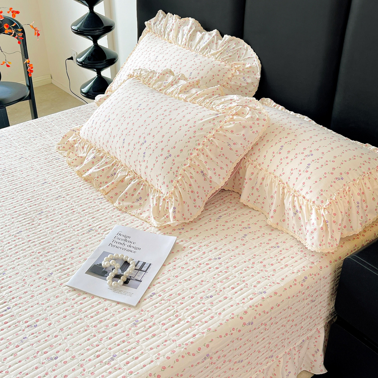 91家纺网 家纺一手货源 找家纺 富米莱单品馆 2026新款法式大花边A类古法仿棉云感纱单床盖 大花边-花梦蔓