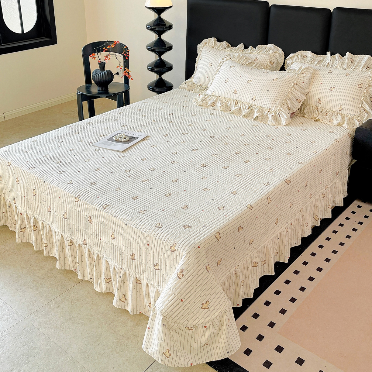 91家纺网 家纺一手货源 找家纺 富米莱单品馆 2026新款法式大花边A类古法仿棉云感纱单枕套 大花边-好运木马