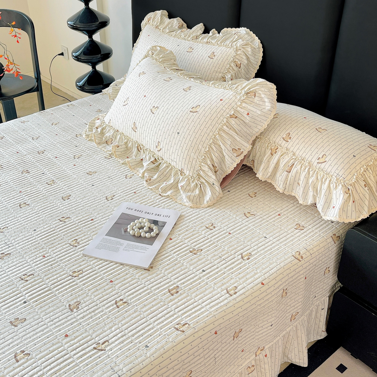 91家纺网 家纺一手货源 找家纺 富米莱单品馆 2026新款法式大花边A类古法仿棉云感纱单枕套 大花边-好运木马