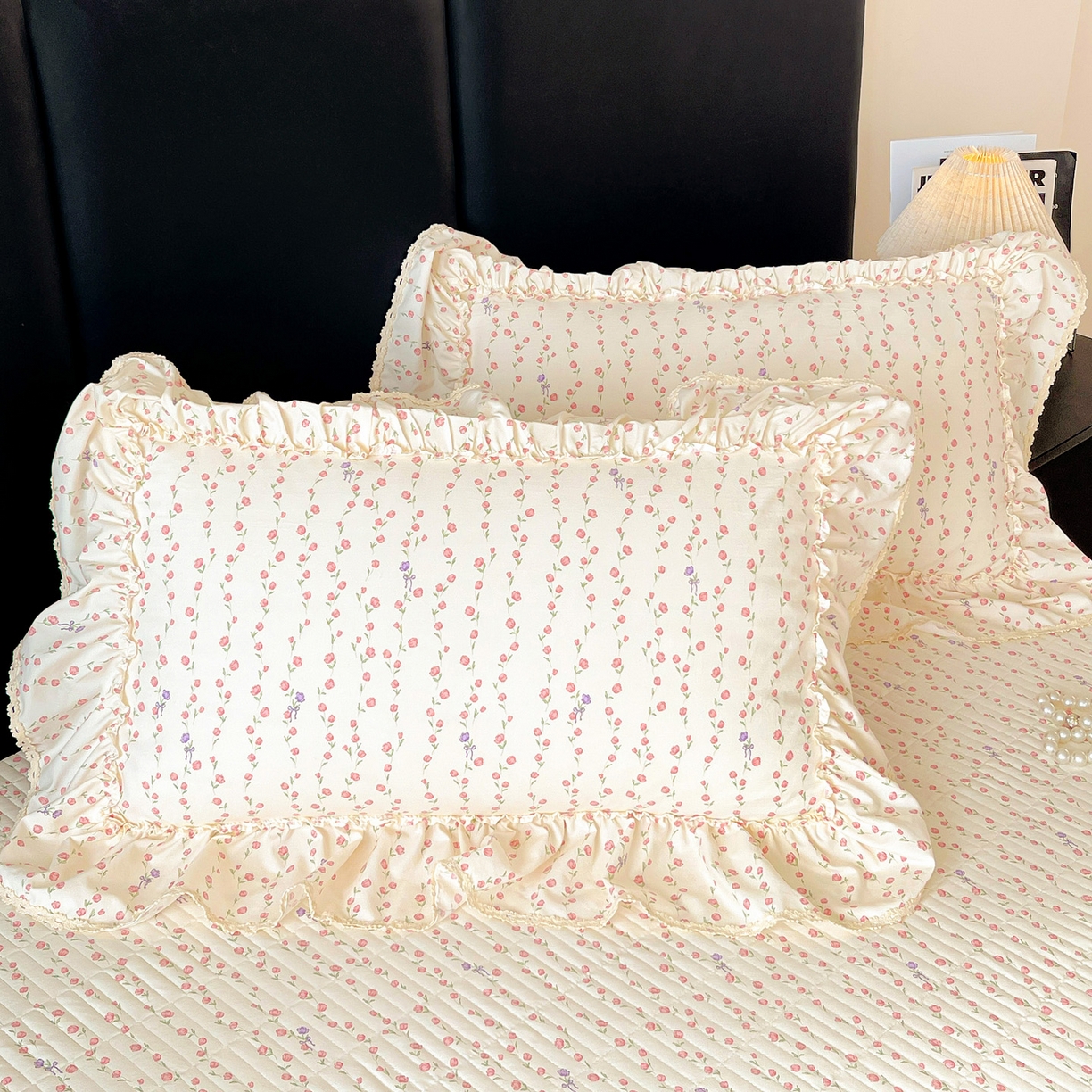 富米莱单品馆 2026新款法式大花边A类古法仿棉云感纱单枕套 大花边-花梦蔓