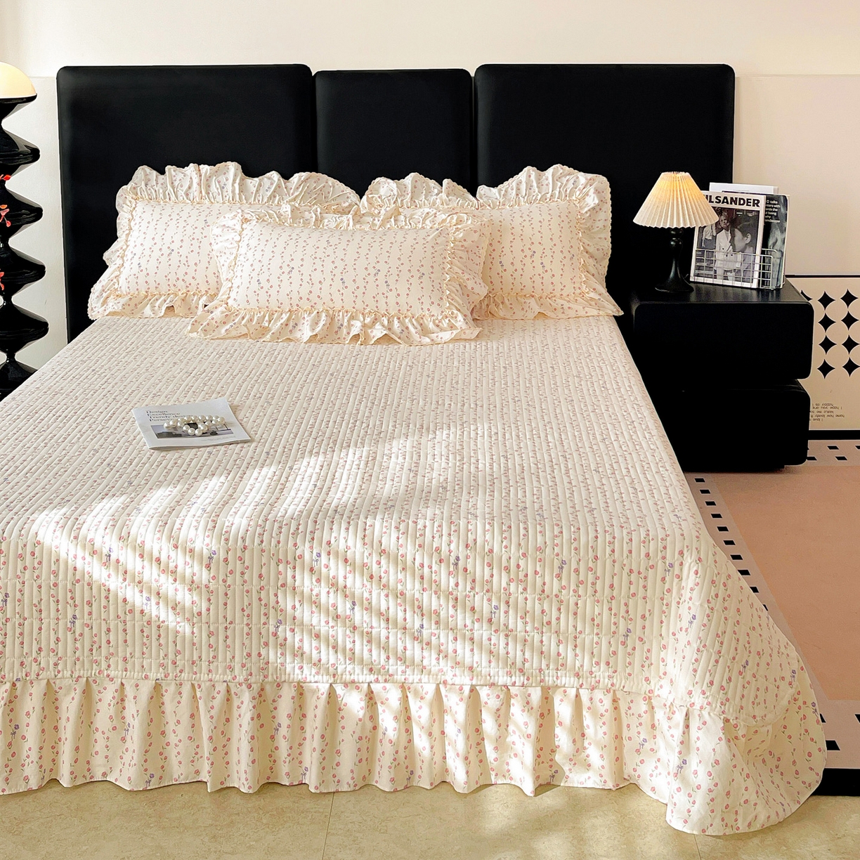 91家纺网 家纺一手货源 找家纺 富米莱单品馆 2026新款法式大花边A类古法仿棉云感纱单枕套 大花边-花梦蔓