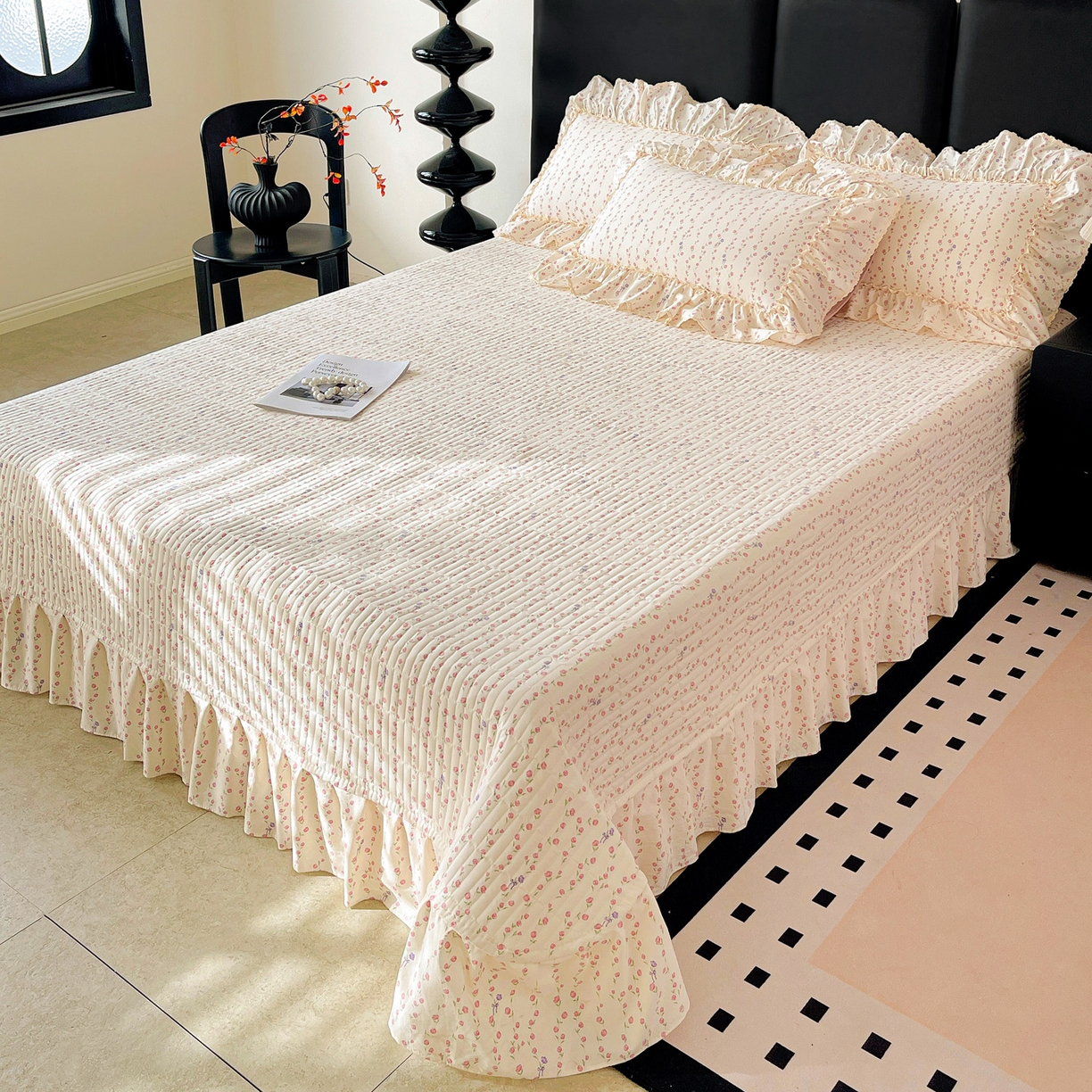 91家纺网 家纺一手货源 找家纺 富米莱单品馆 2026新款法式大花边A类古法仿棉云感纱单枕套 大花边-花梦蔓