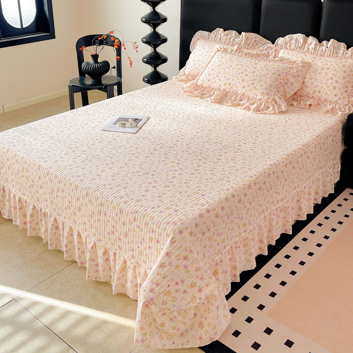 91家纺网 家纺一手货源 找家纺 富米莱单品馆 2026新款法式大花边A类古法仿棉云感纱单枕套 大花边-花意飘香