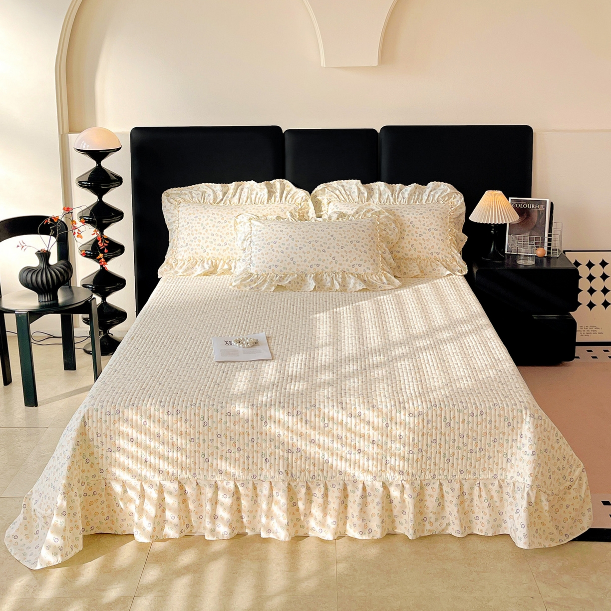 91家纺网 家纺一手货源 找家纺 富米莱单品馆 2026新款法式大花边A类古法仿棉云感纱单枕套 大花边-浅绿春韵