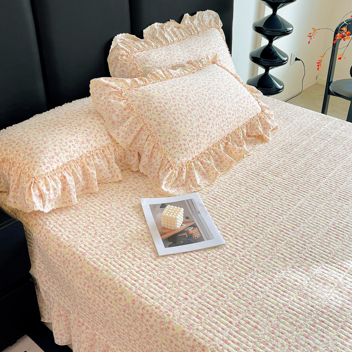 91家纺网 家纺一手货源 找家纺 富米莱单品馆 2026新款法式大花边A类古法仿棉云感纱单枕套 大花边-小幸运