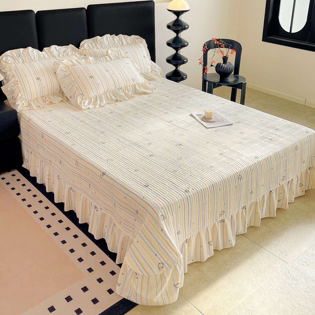 91家纺网 家纺一手货源 找家纺 富米莱单品馆 2026新款法式大花边A类古法仿棉云感纱单枕套 大花边-鱼多多