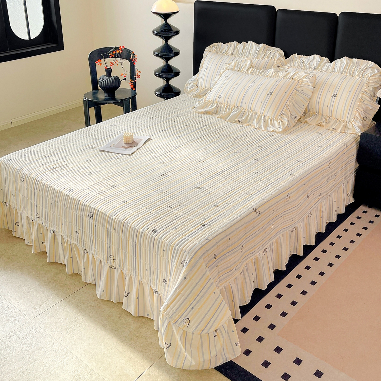 91家纺网 家纺一手货源 找家纺 富米莱单品馆 2026新款法式大花边A类古法仿棉云感纱单枕套 大花边-鱼多多