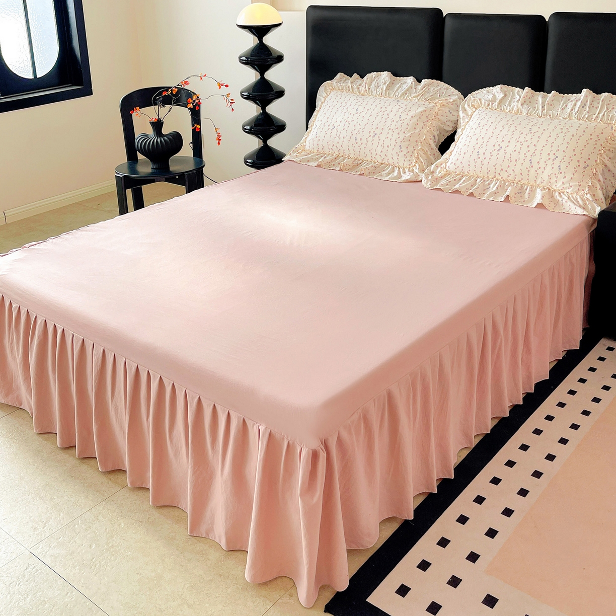 91家纺网 家纺一手货源 找家纺 （总）富米莱单品馆 2026新款法式大花边A类古法仿棉云感纱单床裙