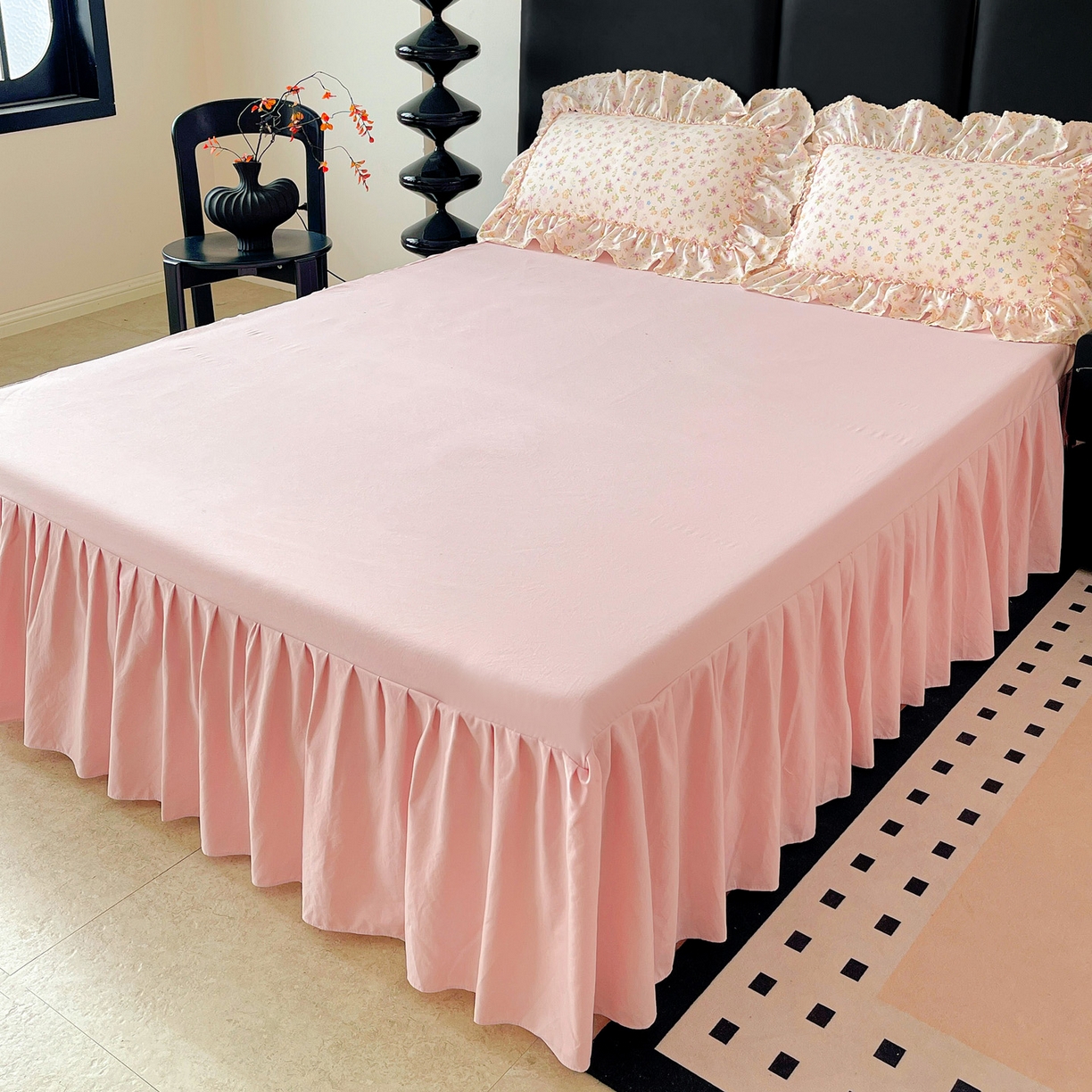 91家纺网 家纺一手货源 找家纺 （总）富米莱单品馆 2026新款法式大花边A类古法仿棉云感纱单床裙