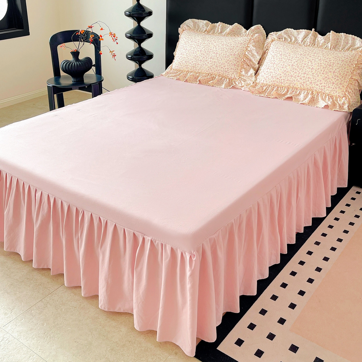 91家纺网 家纺一手货源 找家纺 （总）富米莱单品馆 2026新款法式大花边A类古法仿棉云感纱单床裙