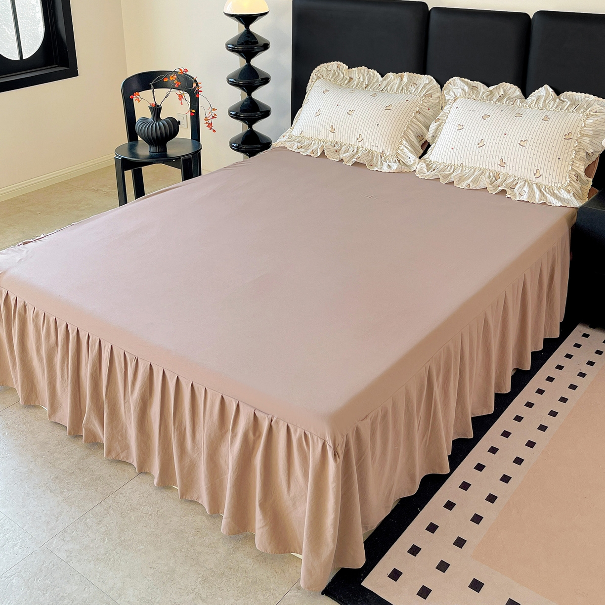 91家纺网 家纺一手货源 找家纺 富米莱单品馆 2026新款法式大花边A类古法仿棉云感纱单床裙 大花边-好运木马,大花边-好运木马