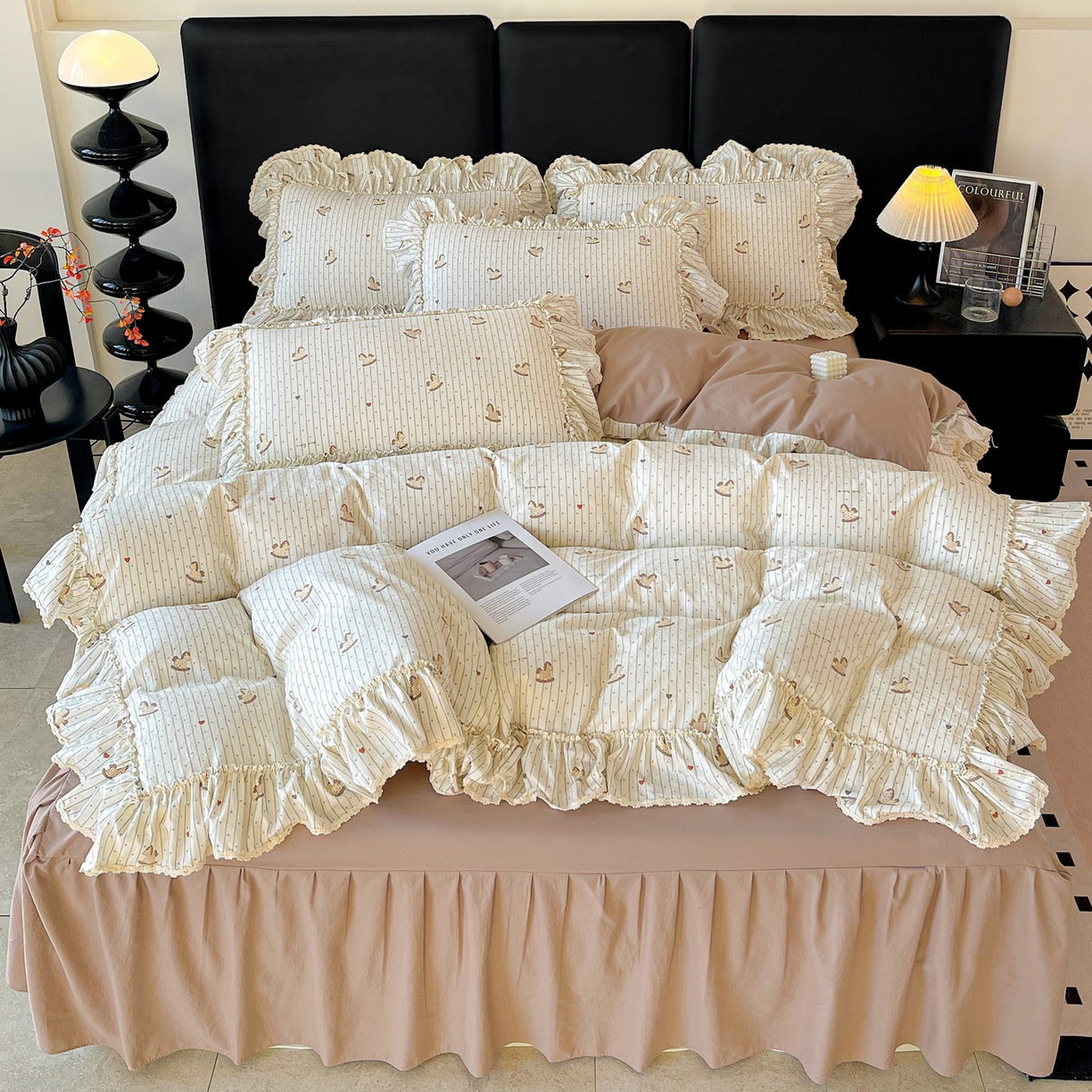 91家纺网 家纺一手货源 找家纺 富米莱单品馆 2026新款法式大花边A类古法仿棉云感纱单床裙 大花边-好运木马