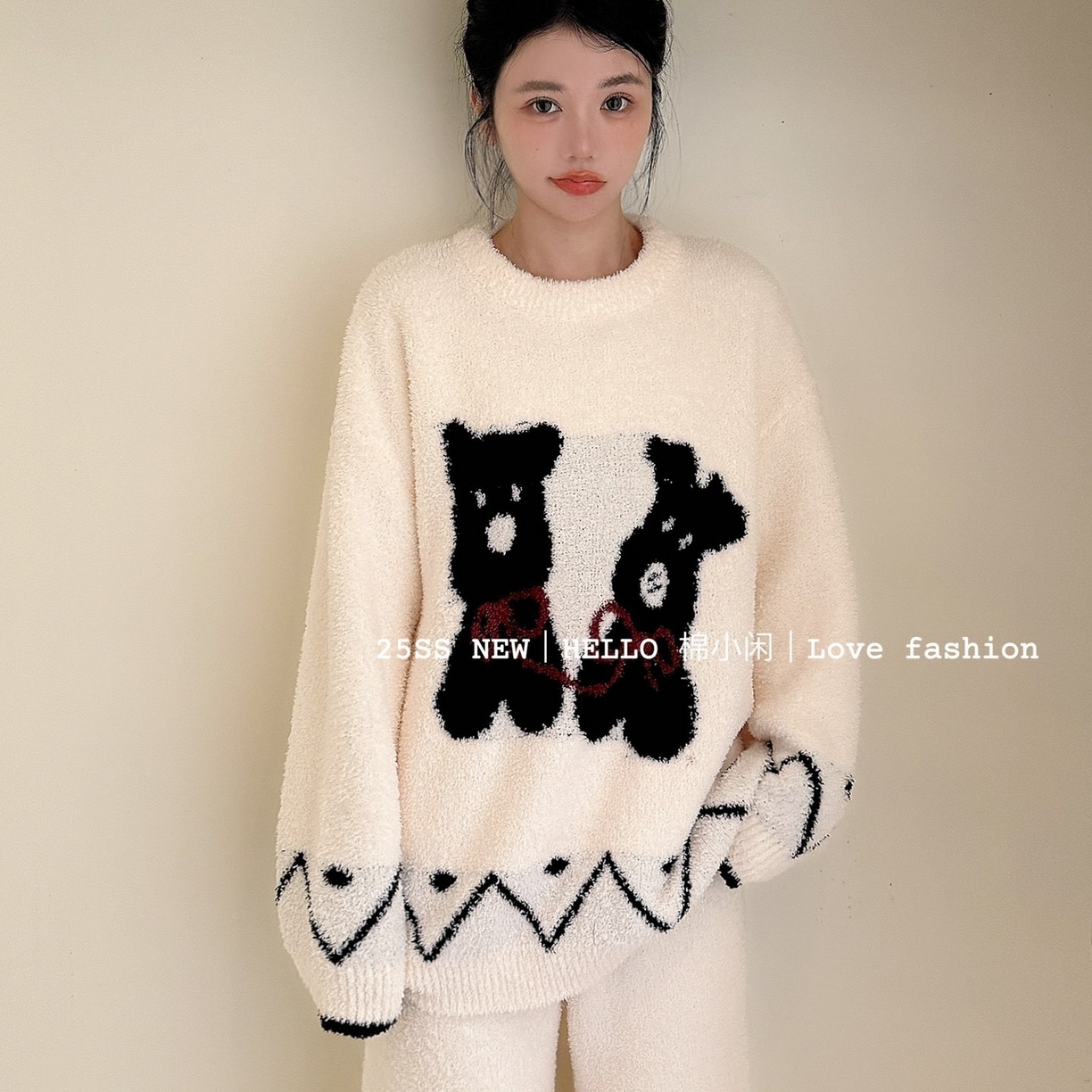 91家纺网 家纺一手货源 找家纺 （总）妍景家居生活馆 2025新款软绵绵蝴蝶结狗狗睡衣套装