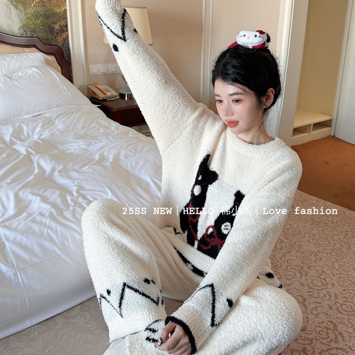 91家纺网 家纺一手货源 找家纺 （总）妍景家居生活馆 2025新款软绵绵蝴蝶结狗狗睡衣套装