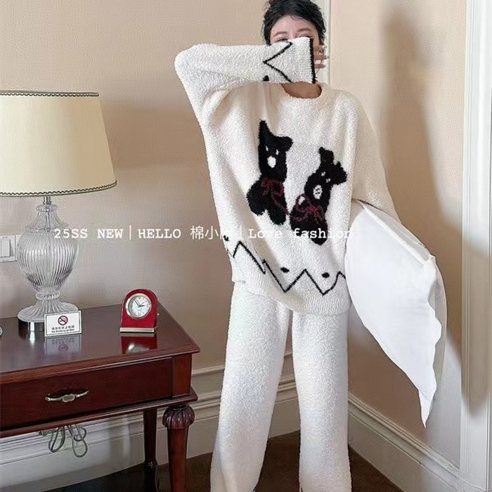 91家纺网 家纺一手货源 找家纺 （总）妍景家居生活馆 2025新款软绵绵蝴蝶结狗狗睡衣套装