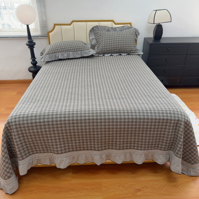 91家纺网 家纺一手货源 找家纺 （总）暖居 2026年新款全棉色织水洗棉高温砂洗床盖三件套四件套