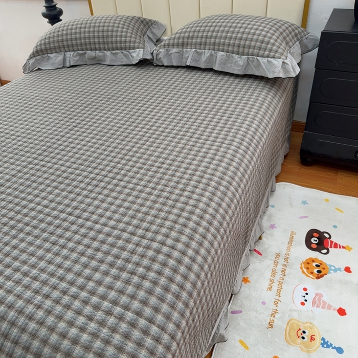 91家纺网 家纺一手货源 找家纺 （总）暖居 2026年新款全棉色织水洗棉高温砂洗床盖三件套四件套