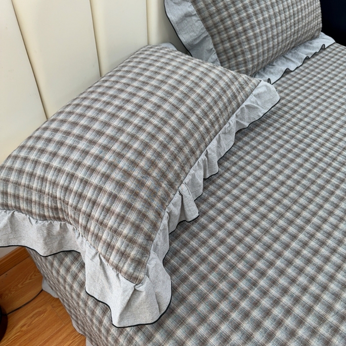 91家纺网 家纺一手货源 找家纺 （总）暖居 2026年新款全棉色织水洗棉高温砂洗床盖三件套四件套