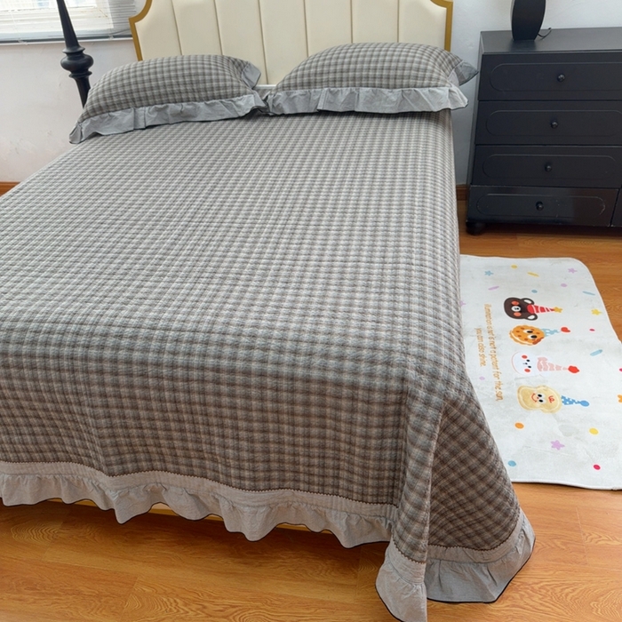 91家纺网 家纺一手货源 找家纺 （总）暖居 2026年新款全棉色织水洗棉高温砂洗床盖三件套四件套