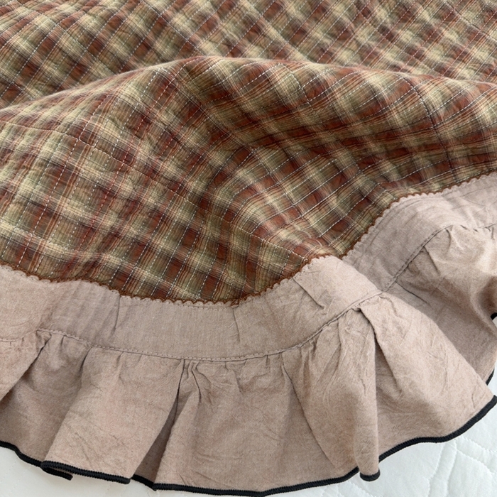 91家纺网 家纺一手货源 找家纺 暖居 2026年新款全棉色织水洗棉高温砂洗床盖三件套四件套 纽约格红