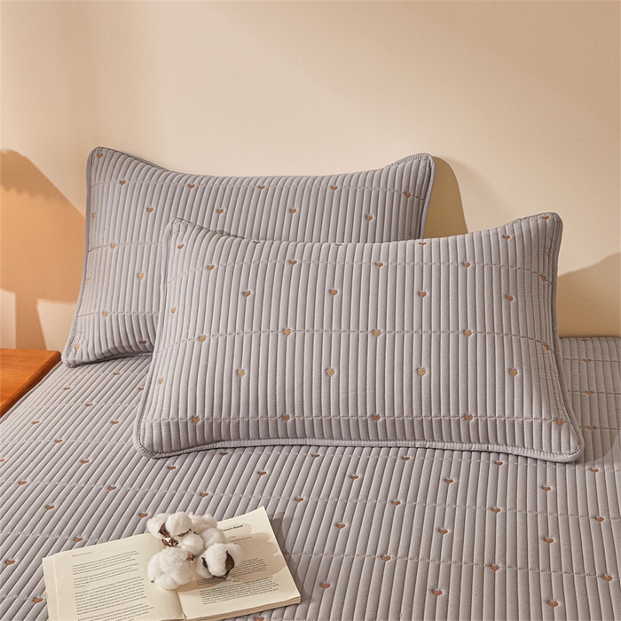 91家纺网 家纺一手货源 找家纺 伊人坊 2025新款A类水洗棉六面全包棉花夹棉床笠 爱心灰