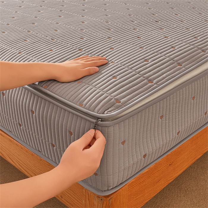 91家纺网 家纺一手货源 找家纺 伊人坊 2025新款A类水洗棉六面全包棉花夹棉床笠 爱心灰