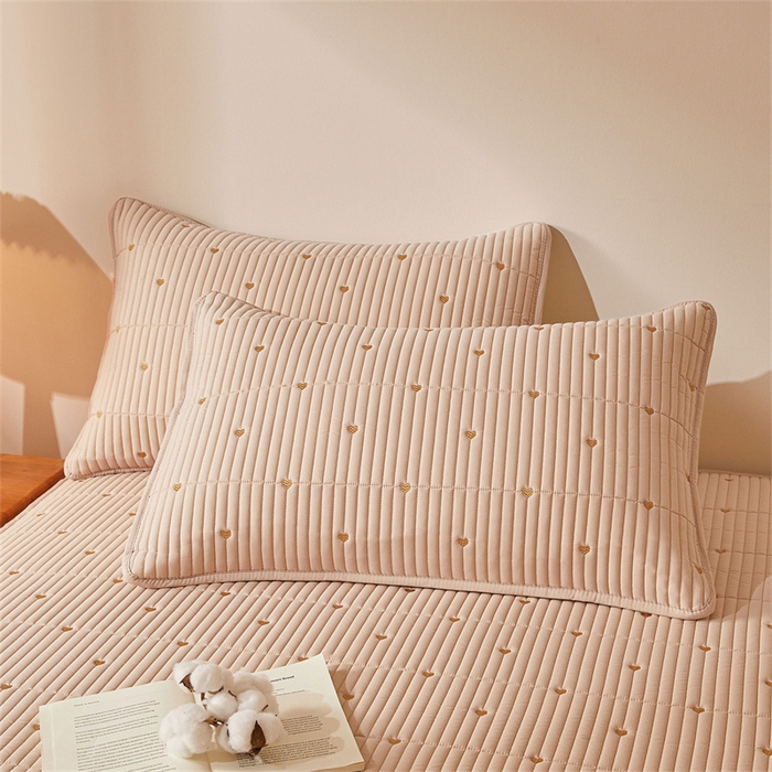 91家纺网 家纺一手货源 找家纺 伊人坊 2025新款A类水洗棉六面全包棉花夹棉床笠 爱心咖色