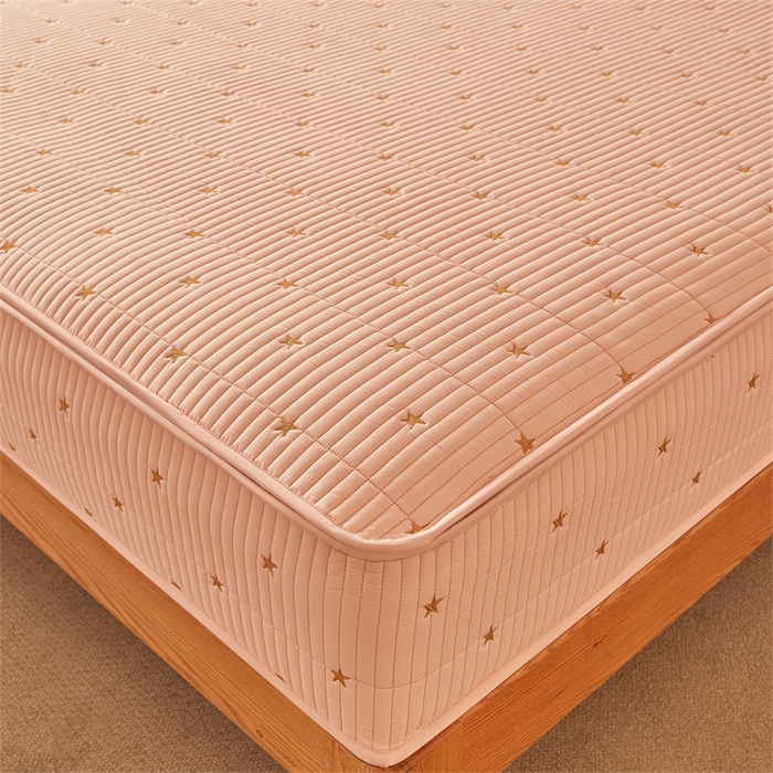 91家纺网 家纺一手货源 找家纺 伊人坊 2025新款A类水洗棉六面全包棉花夹棉床笠 五星粉