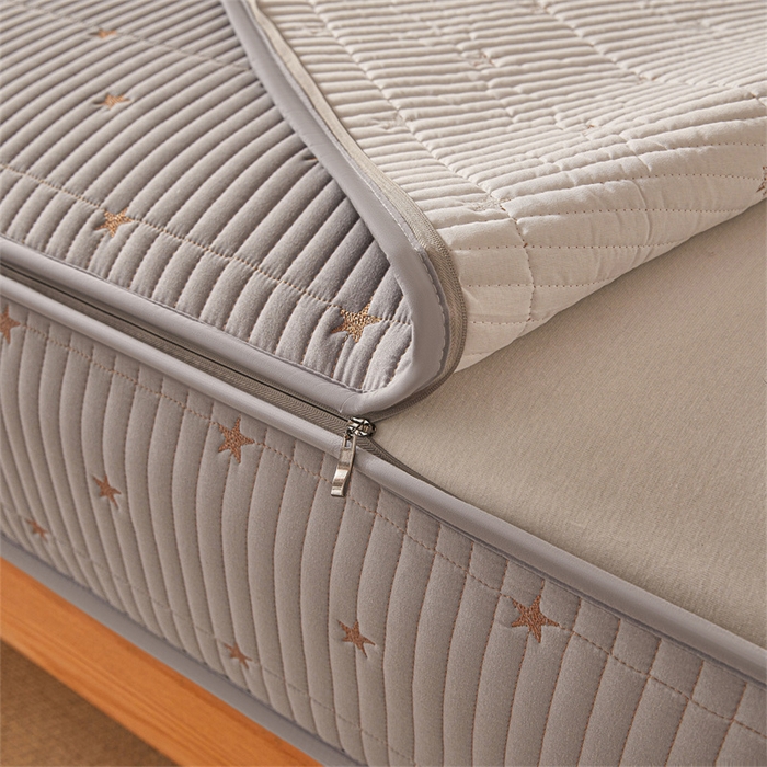 91家纺网 家纺一手货源 找家纺 伊人坊 2025新款A类水洗棉六面全包棉花夹棉床笠 五星灰