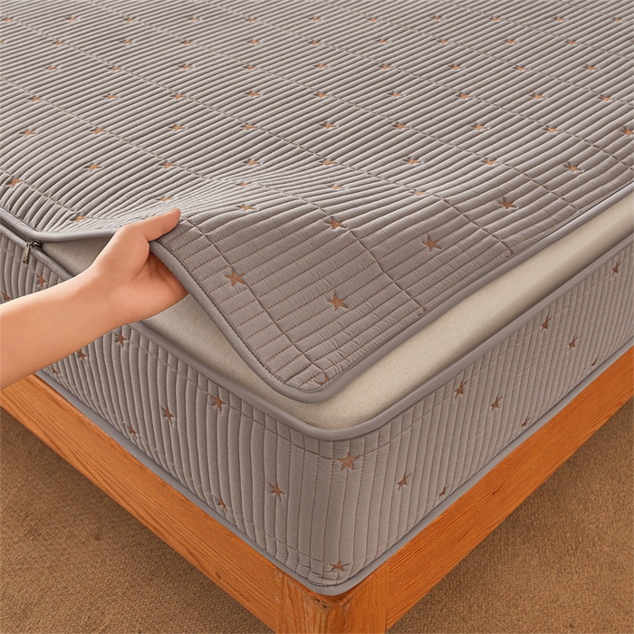 91家纺网 家纺一手货源 找家纺 伊人坊 2025新款A类水洗棉六面全包棉花夹棉床笠 五星灰