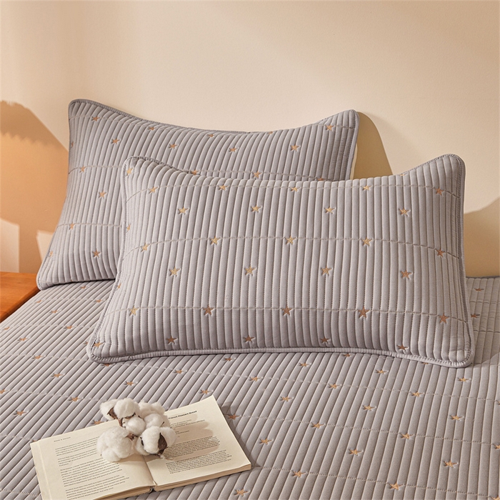 91家纺网 家纺一手货源 找家纺 伊人坊 2025新款A类水洗棉六面全包棉花夹棉床笠 五星灰