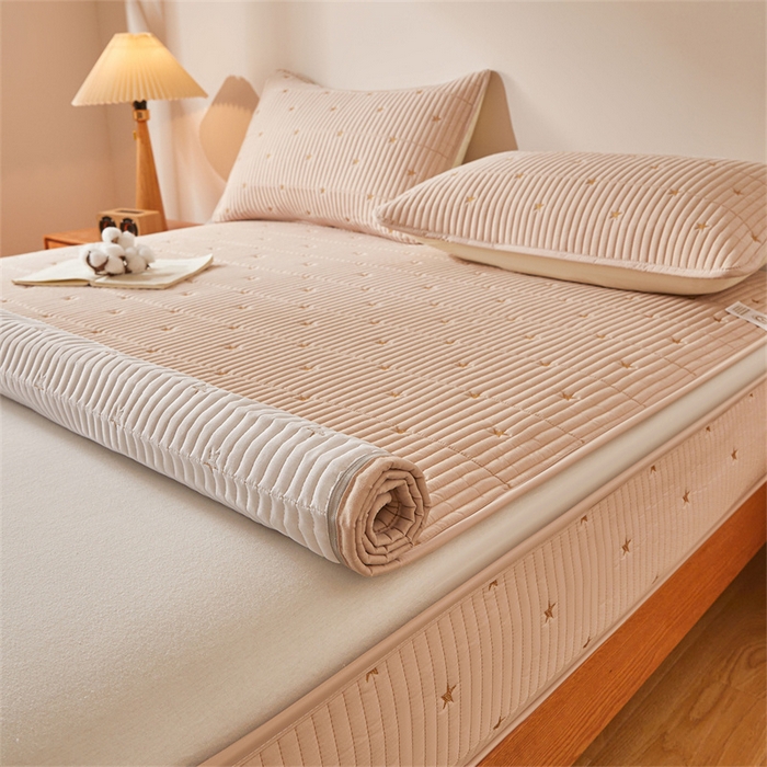 91家纺网 家纺一手货源 找家纺 伊人坊 2025新款A类水洗棉六面全包棉花夹棉床笠 五星咖色