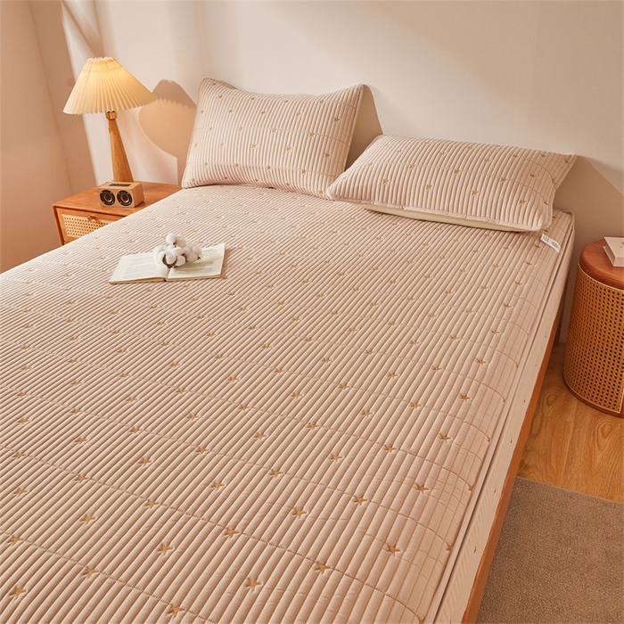 91家纺网 家纺一手货源 找家纺 伊人坊 2025新款A类水洗棉六面全包棉花夹棉床笠 五星咖色