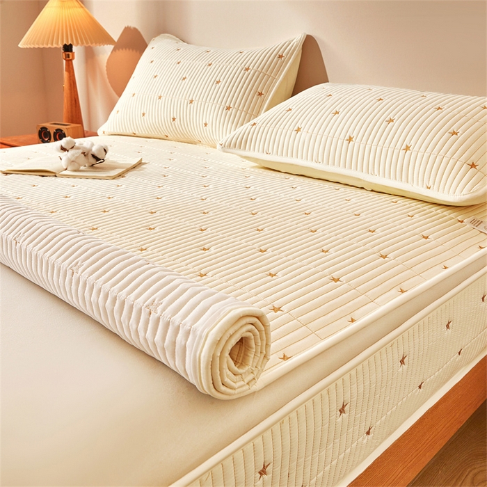 91家纺网 家纺一手货源 找家纺 伊人坊 2025新款A类水洗棉六面全包棉花夹棉床笠 五星米白