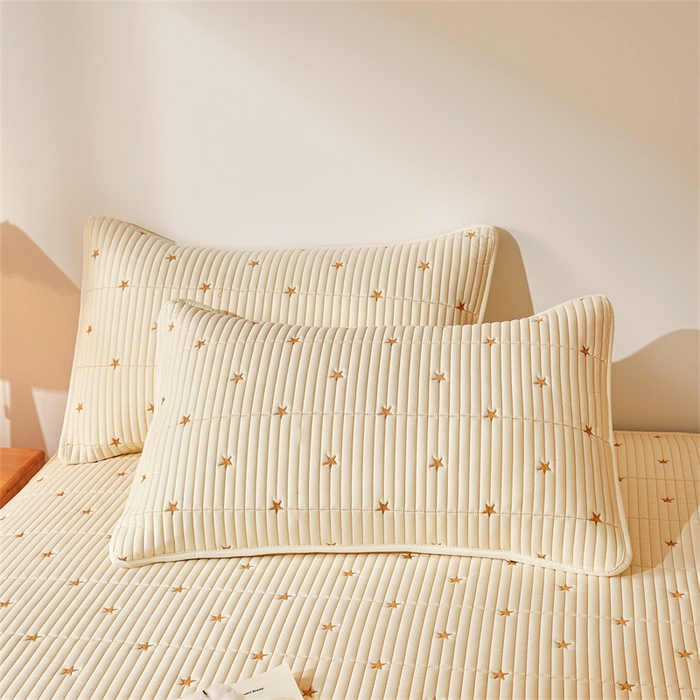 91家纺网 家纺一手货源 找家纺 伊人坊 2025新款A类水洗棉六面全包棉花夹棉床笠 五星米白