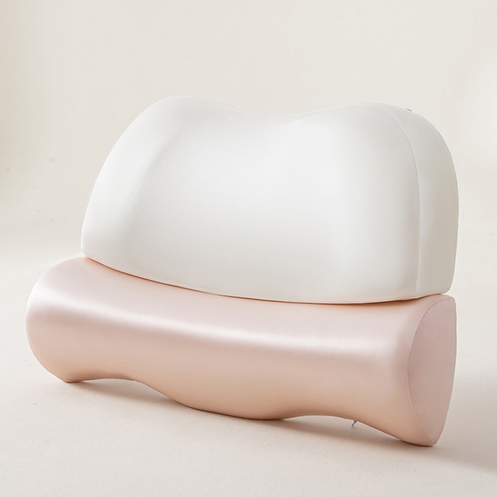 91家纺网 家纺一手货源 找家纺 枕星记忆枕 2025新款二合一护颈牵引记忆分区枕 枕头枕芯 粉+白