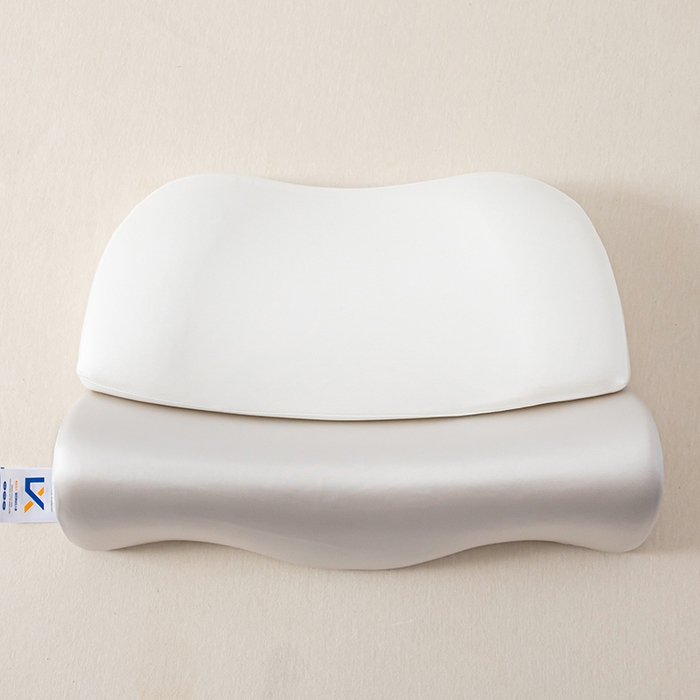 91家纺网 家纺一手货源 找家纺 枕星记忆枕 2025新款二合一护颈牵引记忆分区枕 枕头枕芯 灰+白