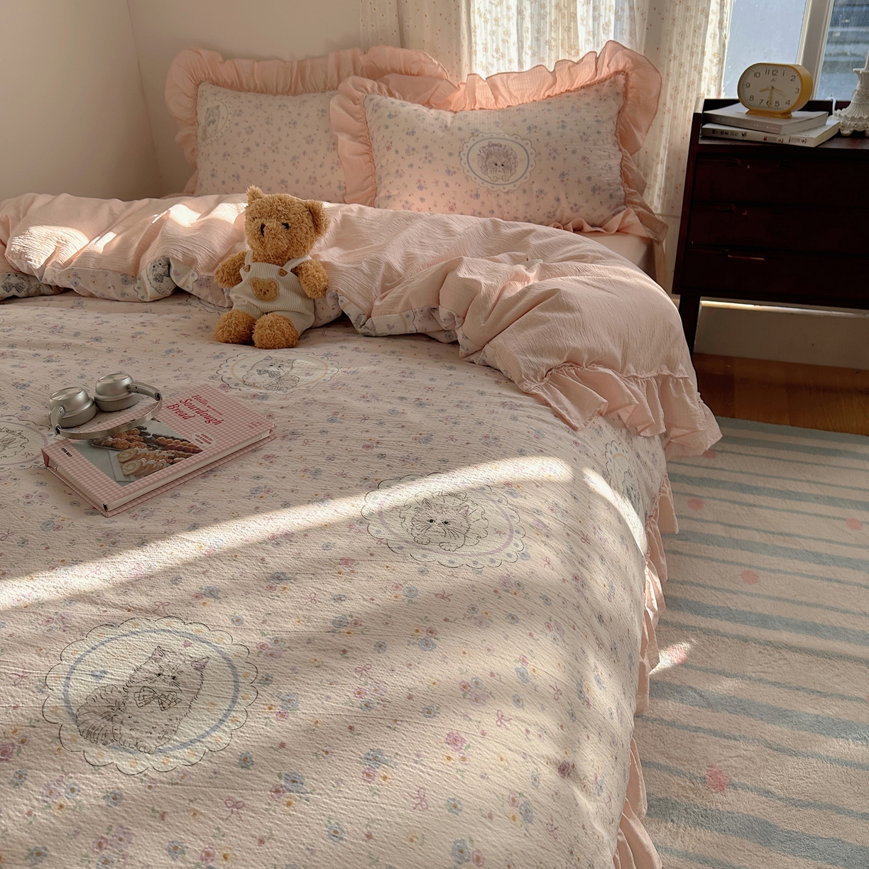 91家纺网 家纺一手货源 找家纺 （总）美乐迪家纺 2026新款法式云感双层纱花边四件套