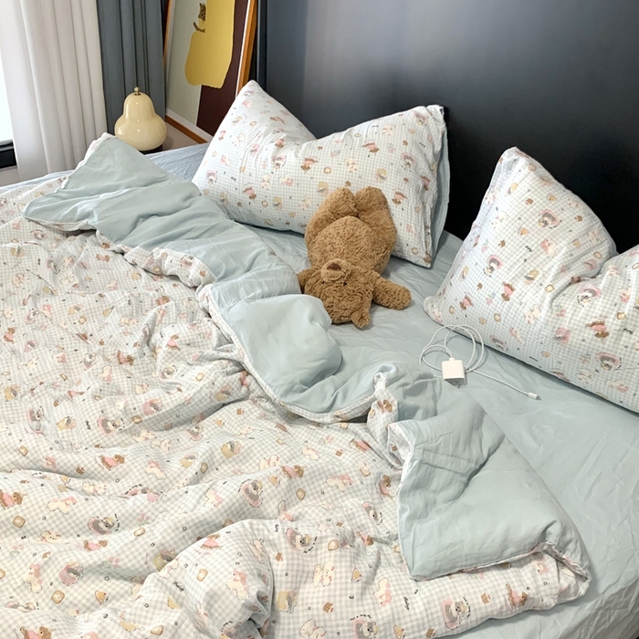 91家纺网 家纺一手货源 找家纺 （总）源启生活 2025新款A类全棉双层纱四件套