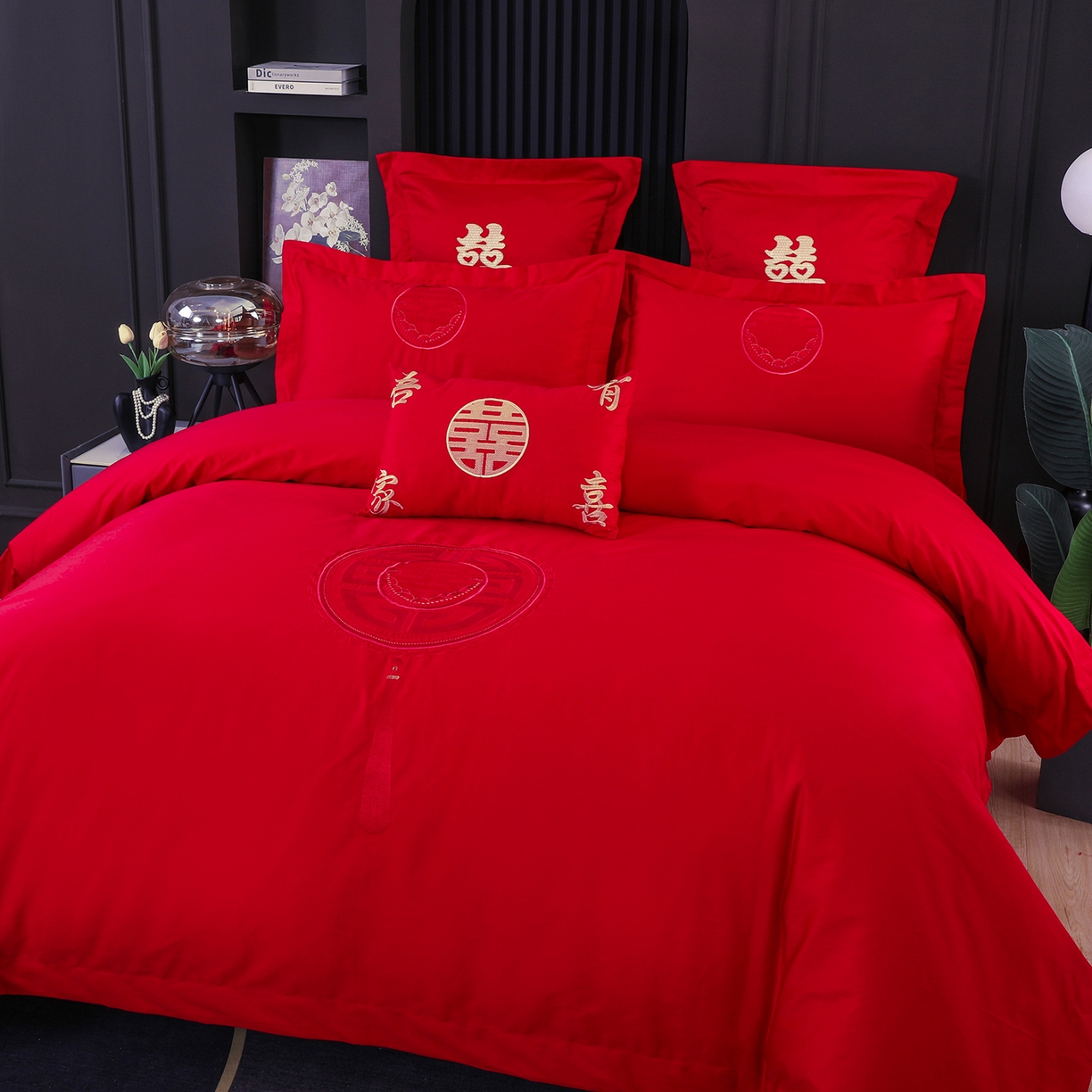 91家纺网 家纺一手货源 找家纺 浩情国际婚庆供货中心 2026新款100%全棉长绒棉纯棉婚庆四件套结婚刺绣六件套多件套长期供货 盛世繁华